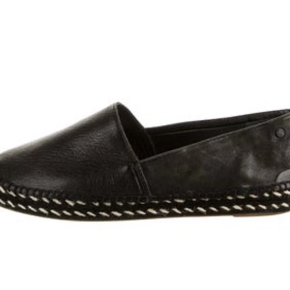 rag & bone Black Leather Espadrille Flats
